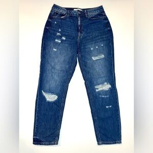 KANCAN Women’s Hi Rise Mom Jeans Ripped Distressed High Waisted Size- 9/28